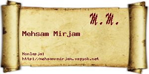 Mehsam Mirjam névjegykártya
